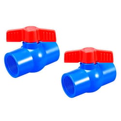 uxcell Ball Valve, G1-1/4 Female Thread PVC Valve for Aquarium Setup, Sump Pump, Pool, Garden Sprinkler Blue Red 2Pcs