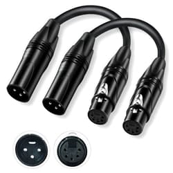Czgor DMX Cable Adapter, Czgor 2 Pack DMX Male 3 Pin to DMX Female 5 Pin DMX Cable, 6’’ XLR 3M to XLR 5F DMX Lighting Cable, DMX 512 Stage Light Cable for Stage Lighting Input & Output