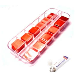 Easycargo 100pcs 12 sizes 15mm Copper Pad Shim Thermal Kit, Pure Copper Heatsink C1100, Low Profile Copper Plate Cooler for Cooling PC Laptop IC Chips CPU VGA RAM VRAM PS5 M.2 SSD (with Glue)