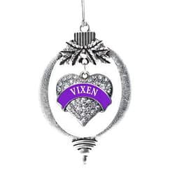 Inspired Silver - Vixen Charm Ornament - Silver Pave Heart Charm Holiday Ornaments with Cubic Zirconia Jewelry
