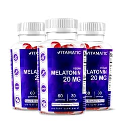 Vitamatic Melatonin 20 mg Gummies for Adults, 30 Servings - 60 Vegetarian Gummies - Non-Habit Forming Supplement