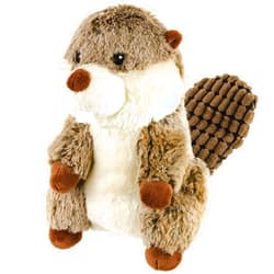 Giftable World 8 Inch Plush Pet Toy Beaver with Squeaker Crinkle and Corduroy Tail Dog Chew Toy