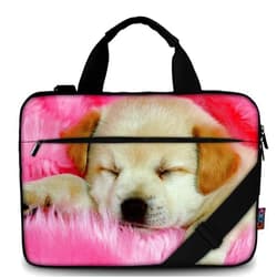 ICOLOR 15 15.4 15.6 Inch Canvas Laptop Shoulder Bag Sleeve Carrying Briefcase - Sleepy Dog