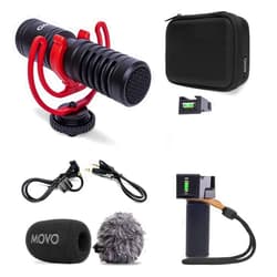 Movo VXR10-PRO External Video Microphone for Camera with Rotating Grip Handle, Shock Mount - Compact Shotgun Mic Compatible with Smartphones and DSLR Cameras - Battery-Free DSLR Microphone