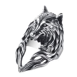 KIRTIJW Gothic Crow/Dragon/Eagle/Lion/Snake/Tiger/Wolf Ring Stainless Steel Punk Biker Animal Rings Jewelry for Men Boys Size 7-13