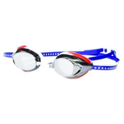 Speedo Unisex-Adult Swim Goggles Vanquisher Extended View, Mirrored Red/White/Blue/Grey