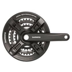 Shimano Altus FC-M311 Crankset - 170mm, 7/8-Speed, 42/32/22t, Riveted, Square Taper JIS Spindle Interface, Black, With Chainguard