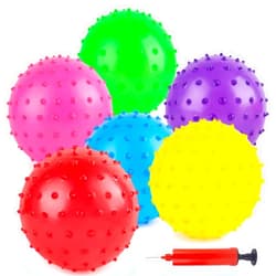 LOVEINUSA 6PCS Bounce Balls, Knobby Balls with Pump 6inch Sensory Balls Spiky Massage Balls for Babies Toddlers