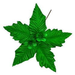 Tiecawk 12 Pcs Glitter Green Christmas Flower for Party 10.23Inch Artificial Christmas Poinsettia Flowers with Stems Christmas Tree Green Flower Ornaments for Xmas Tree Wreath Floral HolidayDecorations