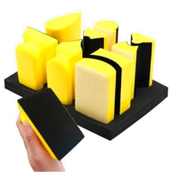 Zalaxt 9-Piece Contoured Profile Hand Sanding Block Set, Hook and Loop Foam Material Hand Sander Block, Interchangeable Assorted Convex & Concave Shapes, for Wood, Auto Body Repair and Paint, Furniture