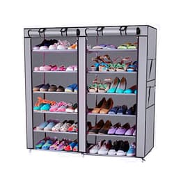 HOBBYN Shoe Rack,6 Tiers Shoe Storage Organizer Cabinet Tower,with Nonwoven Fabric Cover (Grey)