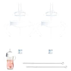 BelBeyo Straw Cup Conversion Kit for Philips Avent Natural Baby Bottles 2-Count, Food Grade Silicone Straw Nipples, Silicone Weighted Straw, Bottle Handles, Cleaning Brush, BPA-Free, 6+ Months (Straw Top)