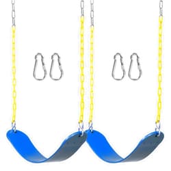 DECORLIFE 2-Pack Swing Seats for Swing Set, Support 330lb, Swings Replacement Kits with Coated Chains for Kids Adults, Swing Set Accessories with Snap Hooks for Outdoor Backyard Playground, Blue