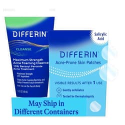 Differin 10% Benzoyl Peroxide Cleanser and Patch Set: 36 Power Patches, 18 large and 18 small patches for acne-prone skin and Acne Foaming Cleanser with 10% BPO Acne Treatment