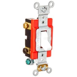 Leviton 1222-2W 20 Amp, 120/277 Volt, Toggle Double-Pole AC Quiet Switch, Extra Heavy Duty Grade, Self Grounding, Back and Side Wired, White