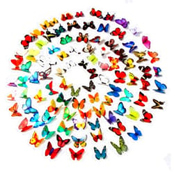CCINEE 99pcs 3D Colorful Butterfly Wall Stickers, 5 Styles Wall Mural Stickers Decals Removable DIY Art Crafts for Home Kids Room Bedroom Nursery Decor Cosplay Wedding Offices Party Decor