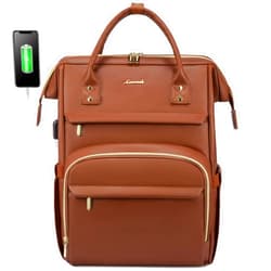 LOVEVOOK Leather Laptop Backpack for Women with USB Port - 17in, Travel Purse for Nurse, Teacher, College, Business - Carry On Backpack by LOVEVOOK