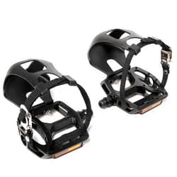 Bucklos Bike Pedals with Toe Cages and Straps - Bicycle Toe Clips Cage Compatible with Road Bike/Peloton/Mountian Bikes/MTB - Toe Clip Pedal for Wide Shoes Indoor Outdoor Cycling