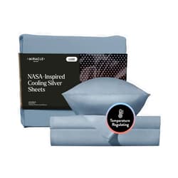 Miracle Made® Luxe Cooling Bed Sheets –Slate Blue,Queen– 4 Piece Silver Infused, 300-Thread-Count Thermoregulating Miracle Clean & Cool ™ Eucalyptus Fabric Sensitive Skin Ultra-Breathable Bedding