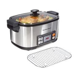 Hamilton Beach 9-in-1 Digital Programmable Slow Cooker with 6 quart Nonstick Crock, Sear, Saute, Steam, Rice Functions, Stainless Steel (33065)