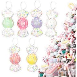 LANGXUN 6pcs Candy Land 2025 Xmas Birthday Party Wedding Suppiles Decoration, Hanging Candy Cane Christmas Tree Décor, Christmas Decorative Hanging Ornaments Crafts
