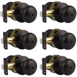 Brotima 6 Pack Privacy Door Knob, Keyless Oil Rubbed Bronze Flat Ball Knobs with Lock, Interior Round Lock Set for Bedroom, Bathroom, Reversible for Right/Left Handed Door
