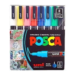 Uni Posca uni-posca Paint Marker Pen - Fine Point - Set of 8 (PC-3M8C), Multicolor