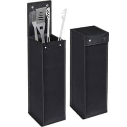 Amylove Grill Utensil Storage Bag BBQ Tool Storage Bags Barbecue Hardware Tool Grill Utensil Holder Pouch Oxford Cloth Grill Accessory Storage Bag Foldable Grill Bags for Camping Hiking (Black, 1 Pcs)