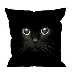 HGOD DESIGNS Cat Pillow Case,Cute Black Cat Face with Black Eye Cotton Linen Square Cushion Cover Pillowcase for Men Women Home Decorative Sofa Armchair Bedroom Livingroom 18 x 18 inch