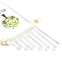 ALINK Reusable Clear Smoothie Straws, 10 in x 10 mm Jumbo Tritan Hard Plastic Drinking Straws, Individually Wrapped, Pack of 6 with Cleaning Brush and Carrying Case