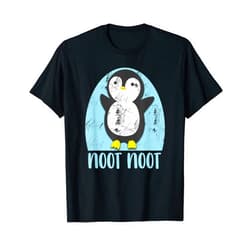 Cute Animals On Ice Happy Snow Penguin Noot Noot Funny Penguin Bird Sound Christmas Winter Penguin T-Shirt