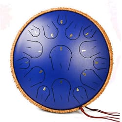 Lidguni Steel Tongue Drum - 14 Inches 15 Notes Tongue Drum - Hand Pan Drum with Music Book, Handpan Drum Mallets and Carry Bag, C Major (Deep Blue)