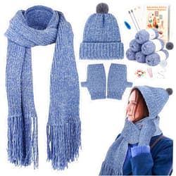 Coopay Knitting Kit for Beginners, Complete Knitting Kits Learn to Knit Hat Scarf Glove, Knitting Starter Kit for Adults W/Yarn, Knitting Set W/Step-by-Step Instruction Tutorial, 4PCS Knitting Needles
