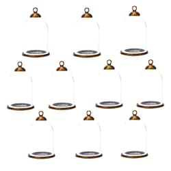 ZenRa 10 Pieces Clear Tube Globe Bottle with findings Hollow Glass Dome, Glass Vial Pendant Charms (25x18mm Bronze Classic)