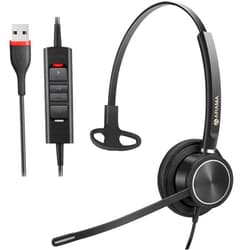 Arama USB Headset with Microphone for PC Laptop, On-Ear Wired Computer Headset with Noise Cancelling Mic & in-line Control for Home Office Call Center Online Class Skype Zoom