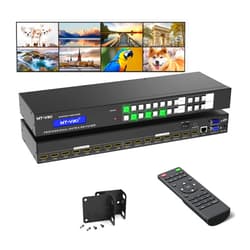 MT-VIKI 4K HDMI Matrix Switch 8X8 Support Web GUI & 3.5mm Stereo Audio w/IR Remote, 4K@30Hz, Rack Mount Switcher & Splitter, EDID, RS232, LAN Port, APP
