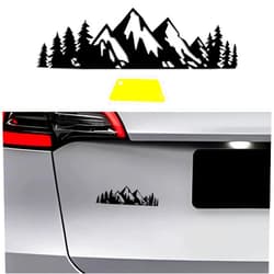 PACLVIO Vinyl Snow Mountain Tree Decal Sticker, Car Emblem Graphic, UV Protection and Waterproof Trunk Logo Decal Sticker, Car Exterior Accessories Universal for Autos, SUVs, Trucks Window Laptop