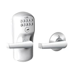 SCHLAGE FE575 PLY 626 ELA Plymouth Keypad Entry with Auto-Lock and Elan Levers, Brushed Chrome