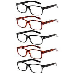 NORPERWIS Reading Glasses 5 Pairs Quality Readers Spring Hinge Glasses for Reading for Men and Women (3 Black 2 Tortoise, 3.00)