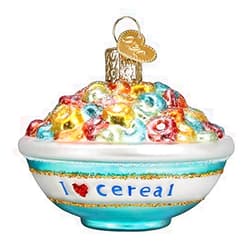 Old World Christmas Glass Blown Ornament with S-Hook and Gift Box, More Food Selection (Bowl of Cereal, 32477)