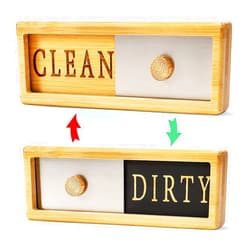 LDSINC Dishwasher Magnet Clean Dirty Sign｜ Bamboo Dishwasher Clean Dirty Sign Indicator ｜Clean Dirty Dishwasher Magnet ｜ Kitchen Dish Washer Magnet ｜Strong Magnet/Adhesive Options｜Kitchen Decor Accessories