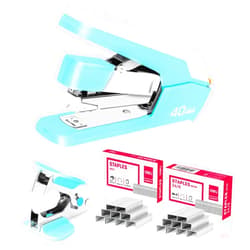 Deli Effortless Desktop Stapler, Heavy Duty Stapler, 40-50 Sheet Capacity, One Finger, No Effort, Includes Staples & Staple Remover, Sky Blue