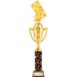 Crown Awards Personalized Black Starlite Dominoes Trophy, 14.8