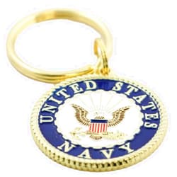 Eagle Emblems, Inc. EEC, Inc. US Navy Crest Keychain Patriotic Key Rings Military Gifts Collectibles Men Women, Blue, 1 1/2