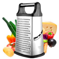 Guiyal Stainless Steel 4 Sides Grater Slicer with Handle, Multifunctional Cutter Planing for Ginger, Garlic, Cucumbers, Carrots, Cheese, Potato, Ergonomic Design Kitchen Gadgets Accessories（Black）