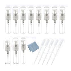 Elfenstall Elfenstal- 10pcs 20pcs Mini Clear 3ml 5ml 1/6OZ Atomizer Fine Mist Empty Glass bottle Spray Refillable Fragrance Perfume Scent Sample Bottle Clean Cloth for Travel Party Makeup Tool free 3ml Pipette