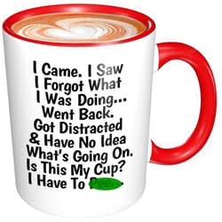 CTIGERS Funny Mug for Senior Citizens I Came I Saw I Forgot What I Was Doing Coffee Mug - Funny Gifts for Old People Elderly Mom Dad Grandma Grandpa For Mothers Day Fathers Day Birthday Gift 11oz RED