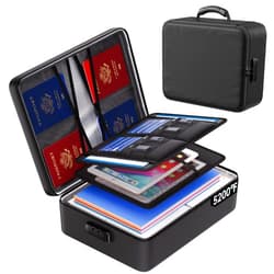 ENGPOW 5200°F Fireproof Document Bag with Lock,Upgraded Heat Insulated Fireproof＆Waterproof Box 8 Layers Document Organizer,Portable Home Travel Safe Storage for Important Documents, Files, Laptop