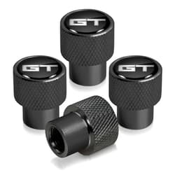 IPick Image for Ford Mustang GT in Black on Black Aluminum Tire Valve Stem Caps