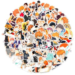 MINRAIN 100pcs Haikyuu Stickers for Teens Laptop, Fun Cute Manga Waterproof Vinyl Decals for Water Bottles Notebook Phone Luggage Skateboard Bike Motorcycle Bumper/Haikyuu